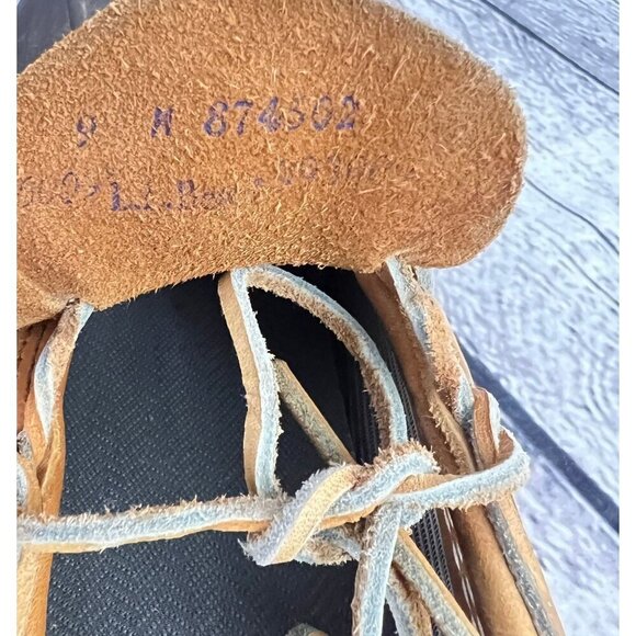 L.L. Bean Mens Duck Shoes Boots Size 9M Brown & Tan Leather/Rubber Lace-Up - Picture 3 of 8